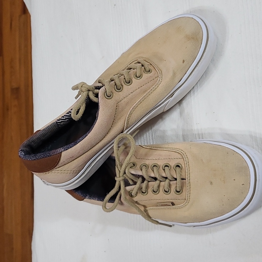 Vans Sneakers Unisex Tan Canvas Lace-up Size M-9.5/W-11 GUC READ